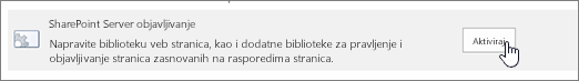 Omogući sharepoint opciju objavljivanja u okviru funkcija kolekcije lokacija