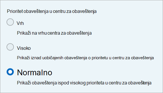 Postavke prioriteta obaveštenja u programu Windows 11