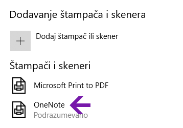 Meni za izbor lokacije beležnice u programu OneNote za Windows 10