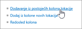 Dodavanje iz postojećih kolona