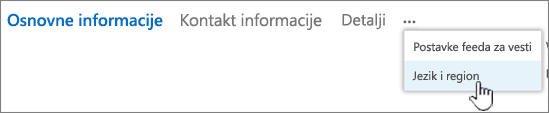 Izaberite stavku "Tri tačke", a zatim stavku "Jezik i region"