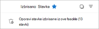 Izaberite stavku "Oporavi stavke" izbrisane iz ove fascikle da biste prikazali fasciklu "Stavke koje mogu da se oporave".