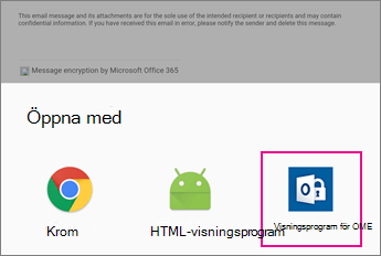 OME Viewer med Android e-post-app 2