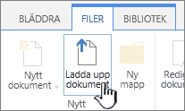 Knappen Ladda upp dokument i menyfliksområdet