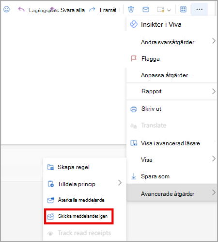 Skicka meddelandet igen i nya versioner och webbversioner av Outlook.