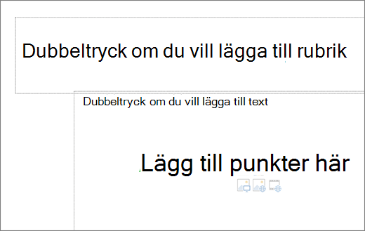Bild av tom rubrikruta och tom textruta för att visa var punkter fungerar.