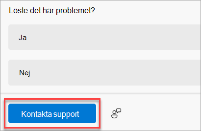 Knappen Kontakta support i appen Få hjälp.
