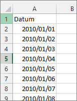 Datumkolumn i Excel