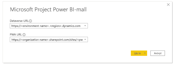 Mall för Microsoft Project Power BI
