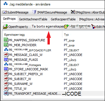 Använd OutlookSpy för att ta bort egenskapen PR_TRANSPORT_MESSAGE_HEADERS.