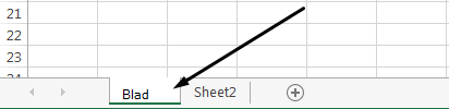 Excel kalkylbladsflikarna finns längst ned i Excel kalkylbladsfönstret.