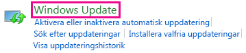 Windows 8 Windows Update-länk i Kontrollpanelen