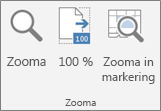 Gruppen Zooma i menyfliksområdet i Excel