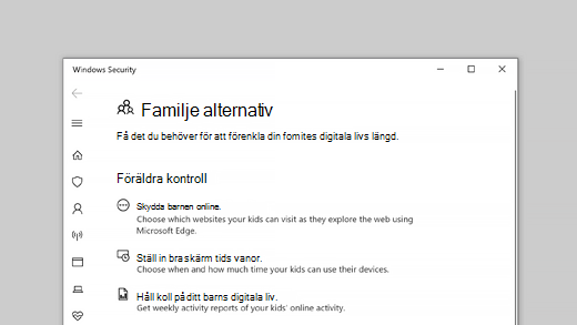 Familjealternativ i Windows-säkerhet