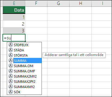 Komplettera automatiskt för formel i Excel