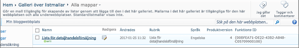 Sidan Listgalleri med en listmall