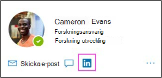 Visar LinkedIn-ikon på profilkort