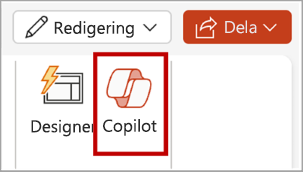 Skärmbild av Copilot-knappen i menyfliksområdet i PowerPoint