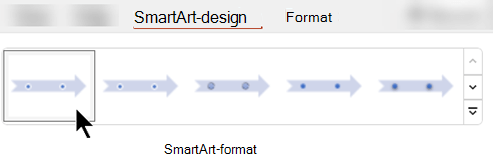 På fliken SmartArt-design kan du använda SmartArt-format för att välja en figur, färg och effekter för grafiken.