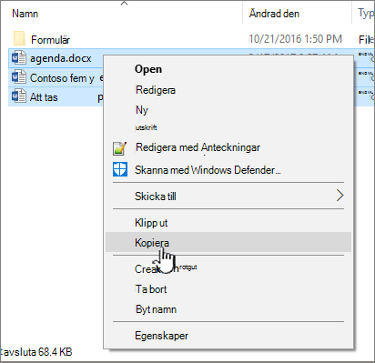Högerklicka och välj Kopiera