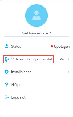 Alternativ för vidareringning av samtal på startskärmen i Skype för företag för iOS