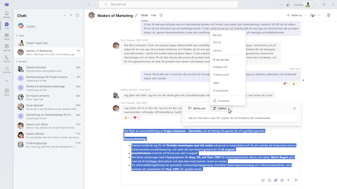 Skriv Copilot i Microsoft Teams-chatten.