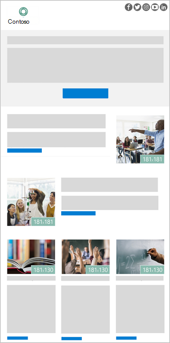 En mall för en Outlook-nyhets brev med fem bilder