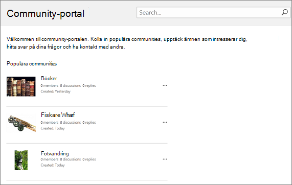 Exempel på en community-portal