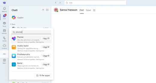 Skärmbild av hur du lägger till Copilot i Planner.
