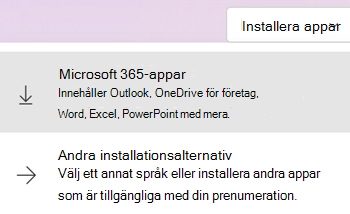 Installera appar på Microsoft365.com