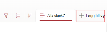 Skärmbild av kommandot Lägg till vy i kommandofältet.