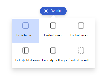 Skärmbild av panelen för kolumnval.