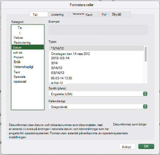 Dialogruta för datumformat