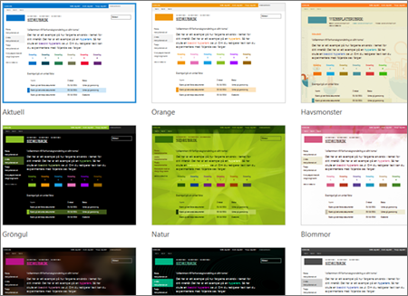 SharePoint Online-sida som visar webbplatsens mallbilder