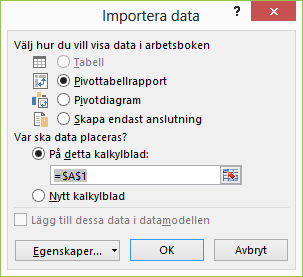 Guiden Dataanslutning > Importera data