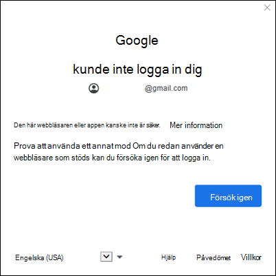 Lägga till google-konto i det klassiska Outlook-felet