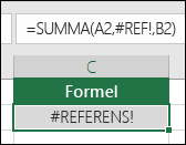 Excel visar #REF! när en cellreferens inte är giltig