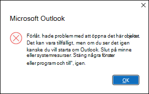 Outlook fel öppna sextio e-postmeddelanden