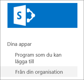 Snabbstartfältet och Från din organisation