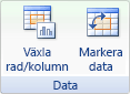 Bild av menyfliksområdet i Excel