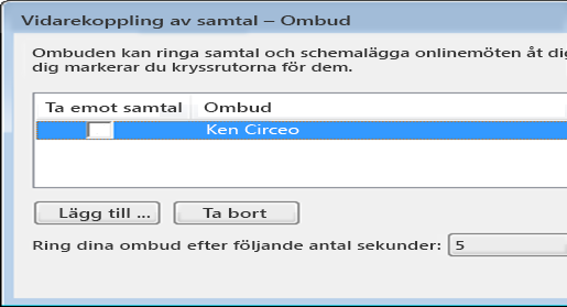 Skärmdump av att lägga till ett ombud i Lync