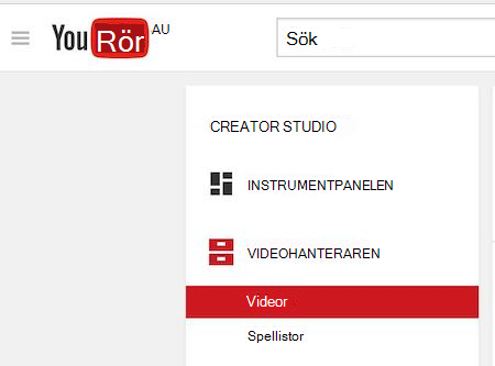 Bild av YouTube Video Manager med kategorin Video markerad