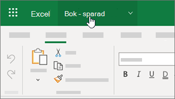 Markör som markerar ett filnamn i Excel