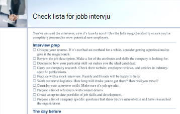 Checklista för jobbintervjuer