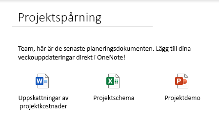 Inbäddade filer på en sida i OneNote för Windows 10