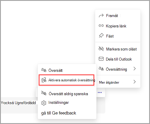Välj fler alternativ för att aktivera automatiska översättningar