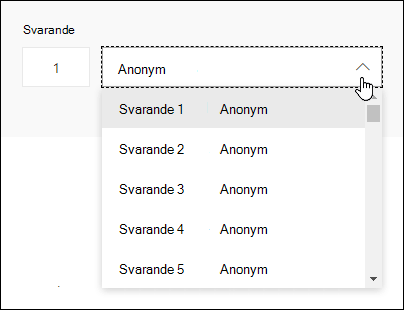 Visa en listruta med respondenter i Microsoft Forms