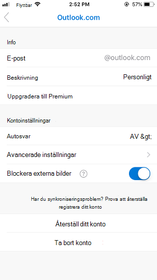 Blockera externa bilder i Outlook Mobile