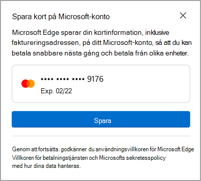 Spara på Microsoft-kontot