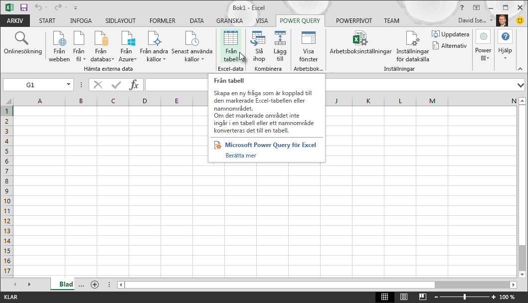 Anslut till en Excel-datatabell